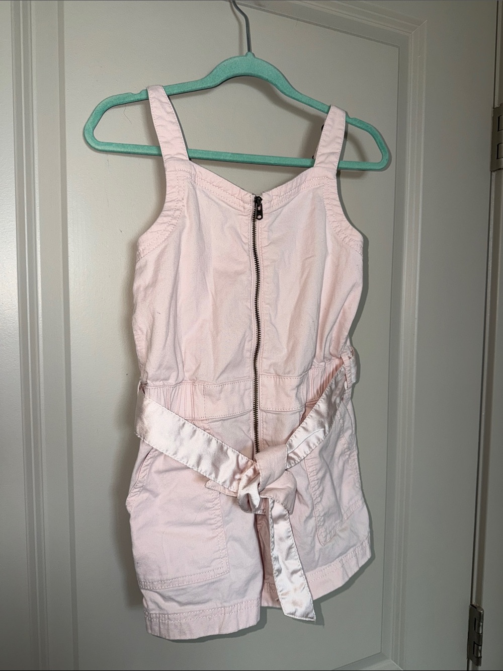 abercrombie kids Light Pink Utility Romper with Front Zip